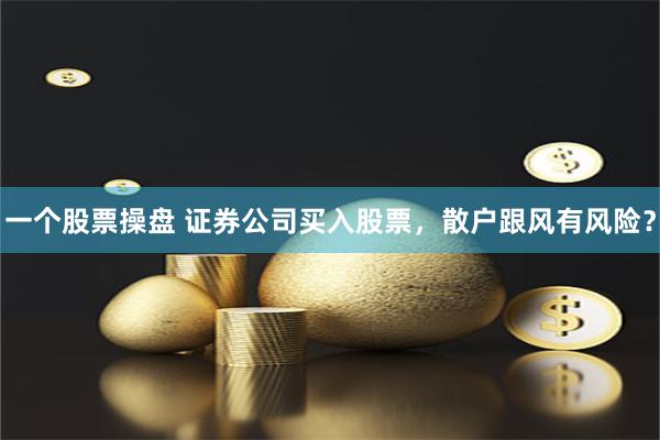 一個股票操盤 證券公司買入股票，散戶跟風(fēng)有風(fēng)險？